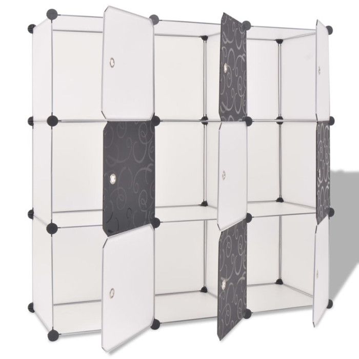Organisateur de rangement cube - vidaXL - 9 compartiments - Noir/Blanc - Design contemporain - Durable