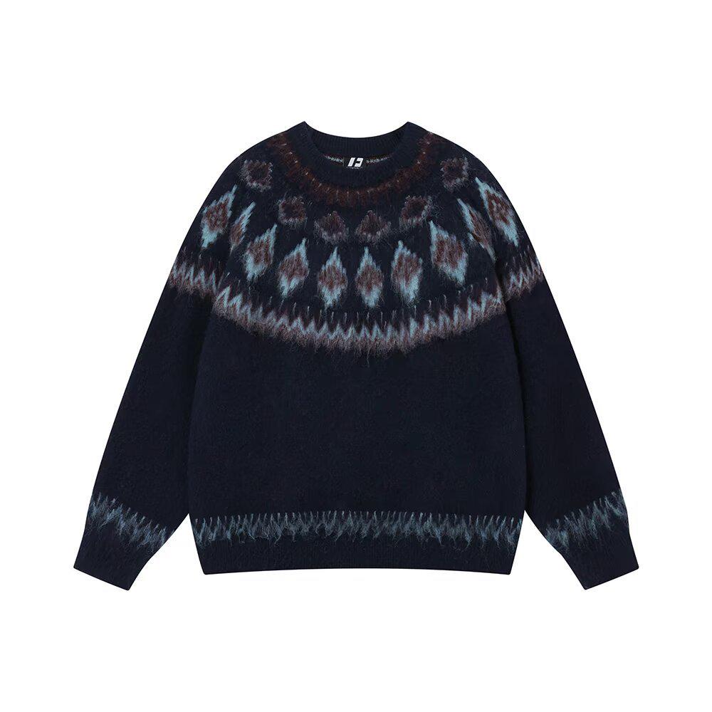 Men s Retro Soft Fluffy Christmas Knit Pullover Sweater - Warm, Thickened Jacquard Design for Autumn/Winter S
