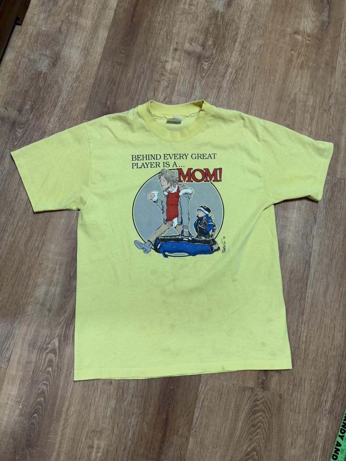 Vintage 90s Behind Every Great Player is A Mom Single Stitch T-Shirt L Mothers Day 2XL