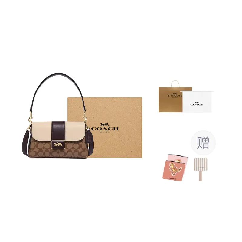 COACH Grace Artificial Leather Shoulder Bag Medium Women's Brown Multicolor (Unisex) Shoulder Bags CC066 IMUPM