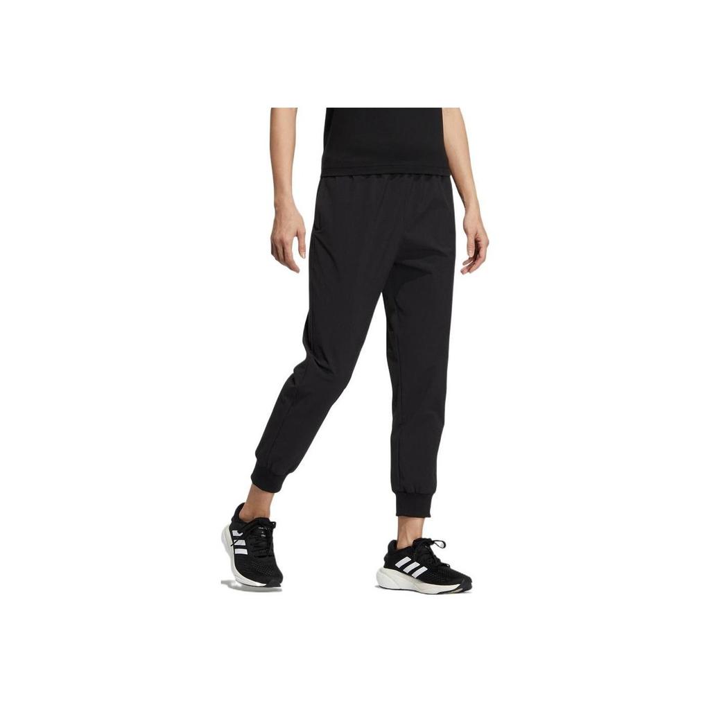 Adidas FW22 Logo Side Bag Ribbed Hem Sweatpants Women Bottoms Black HM7080