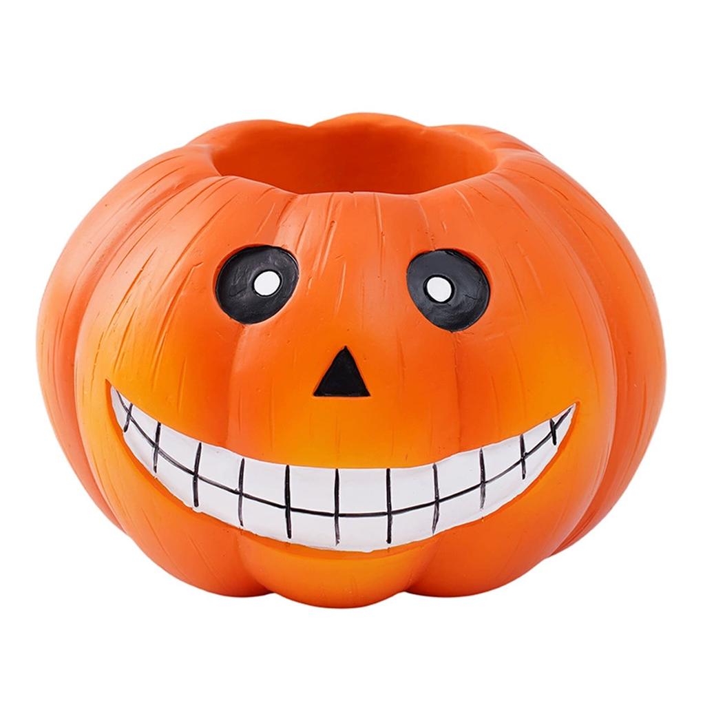 Resin Halloween Pumpkin Candy Bowl Decorative Figurine for Party Favors and Home Decor