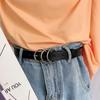 Sleek Versatile Womens Korean Circle Buckle Denim Belt Crafted From Quality Pu Style For