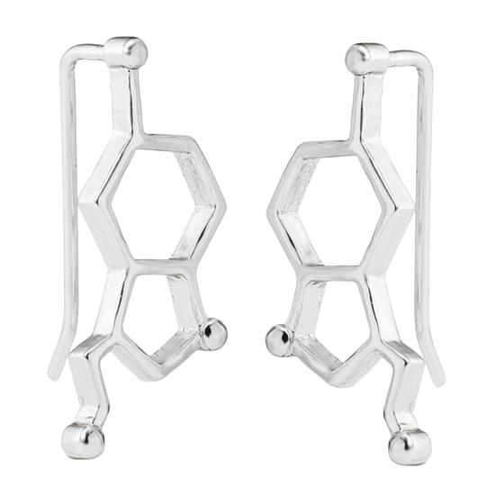 

Простые женские формы молекулы серотонина, серьги-альпинисты, серьги на гусеничном ходу, ювелирные изделия, подарок серебряный