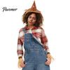 Bequeme Halloween-Handschuhe Vogelscheuchen-Kostümset, mit Stirnband Spitzhut Und Stroh-Accessoires Armbändern, Cosplay für Bauernhofparty Dekoriert