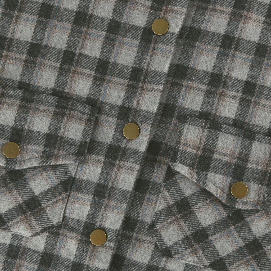 Womens Plaid Shacket Jacket Long Sleeve Button Down Fleece Hooded Jackets Warm Coat