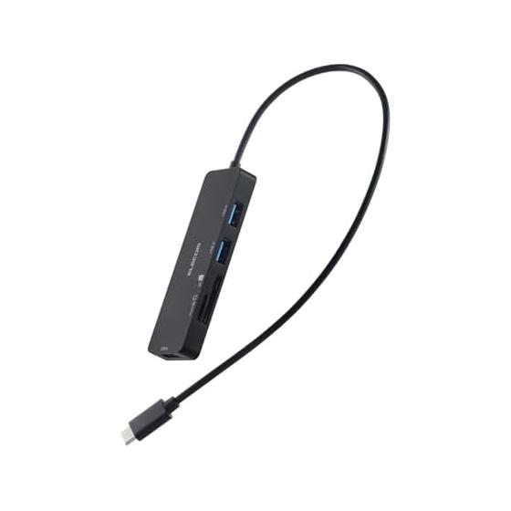 ELECOM USBHUB USB-C Bus Power USB-A x 3 SD + microSD Card Slot 30cm Black U3H-MSD3007BBK