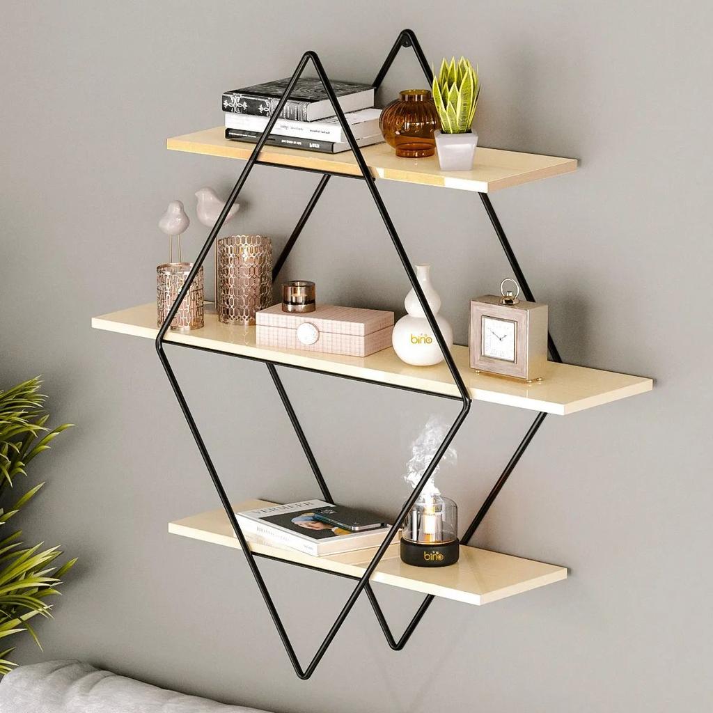 3 Tiers Decorative Prism Wall Shelf Large Size Modern Design Kitchen Bathroom Wall Shelf Organizer Bookshelf