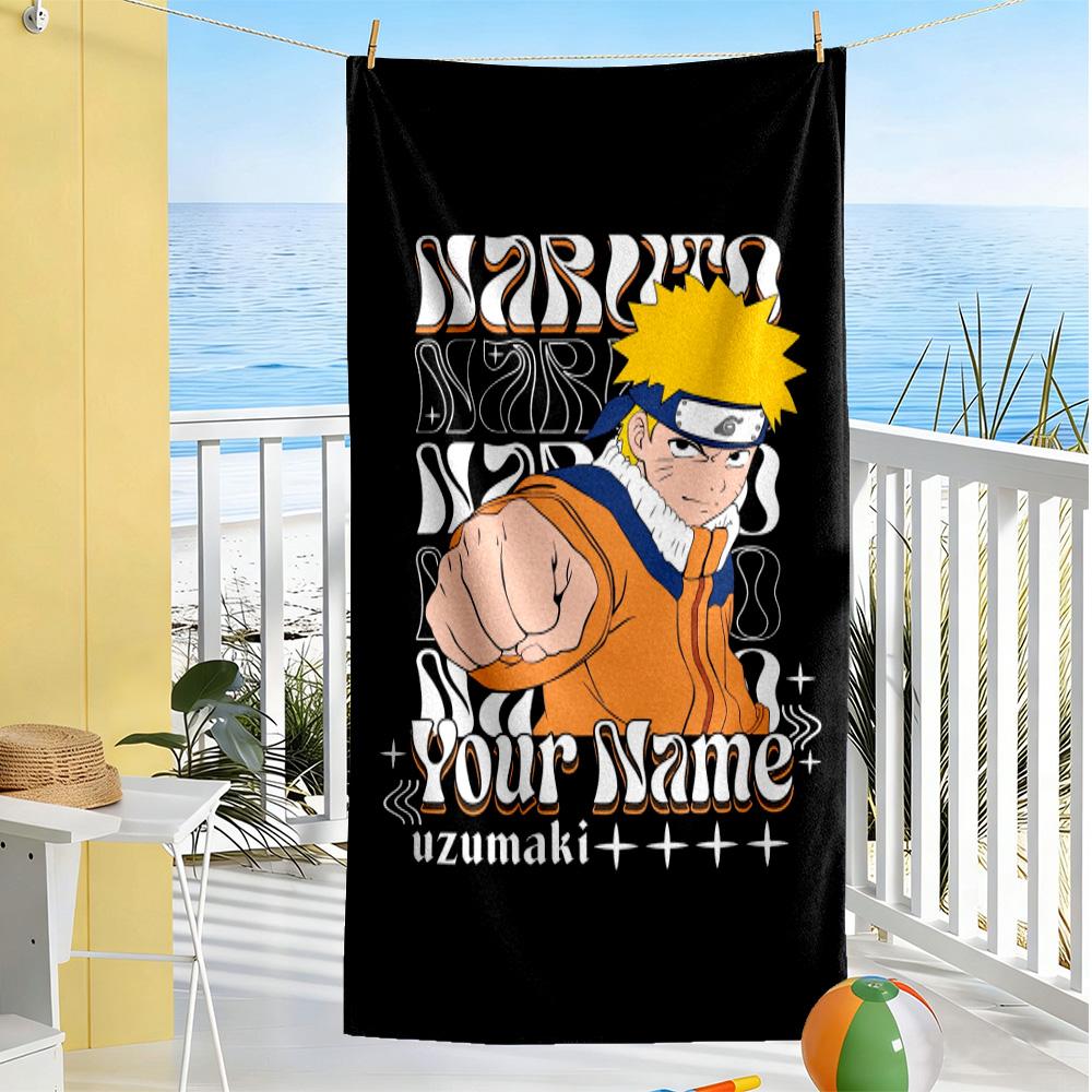 Naruto Character Customize Text Beach Towel Soft Durable Quick-Dry Suitable for Sports Travel Swimming Yoga Bathroom Beach And Pool