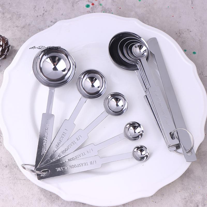 5/6 Stück Stapelbares Edelstahl-Messlöffel-Set Küchen-Backwerkzeuge Messlöffel zum Kochen