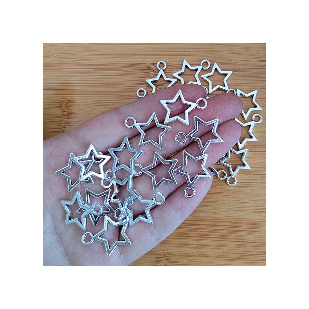 100pcs Tibetan Silver Plated Hollow Star Charms Jewelry Making Handmade Alloy Pendants Fit for Bracelet Necklace 18mm
