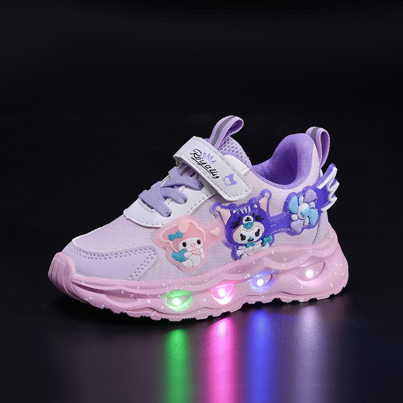 

Светящиеся кроссовки-кеды в стиле принцессы Kuromi для девочек - Весенне-осенняя коллекция 21-25 full set of 5 pairs фиолетовый