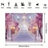 An Elegant Pink Floral Wedding Background with Stone Paths and Princess Castle - Suitable for Party and Wedding Decoration