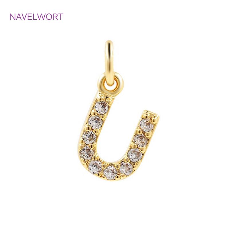 Luxury 18K Gold Plated Brass Inlaid Zircon 26 Letters Pendant Charms For Necklace Earring jewelry Making DIY Jewelry Accessories