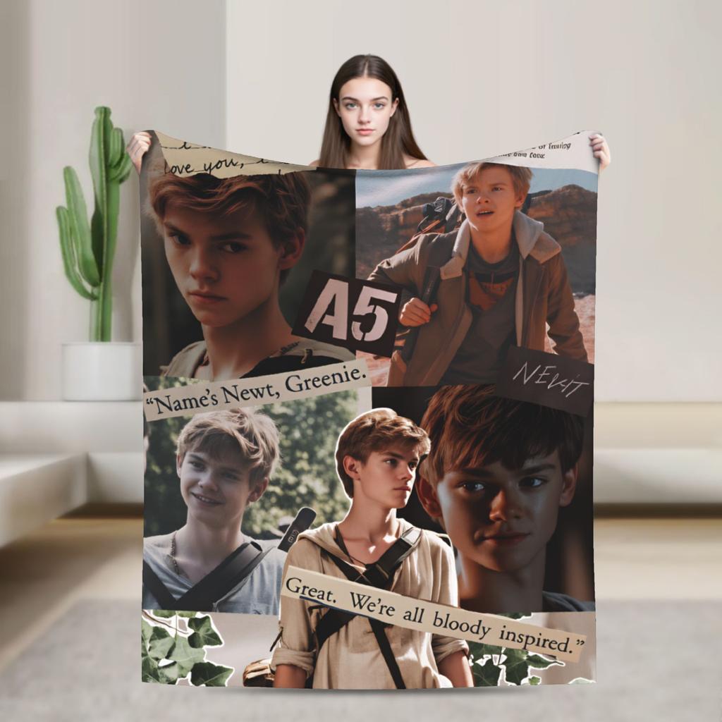 Newt X Thomas Flannel Blanket The Maze Runner  Movie Warm Soft Throw Blanket for Bedroom Picnic Fashion Bedspread Sofa Bed Cover