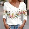 T Shirt For Women Fashion Long Sleeve Top White Floral Print Shirts And Blouses Autumn Winter Clothes For Women 2024