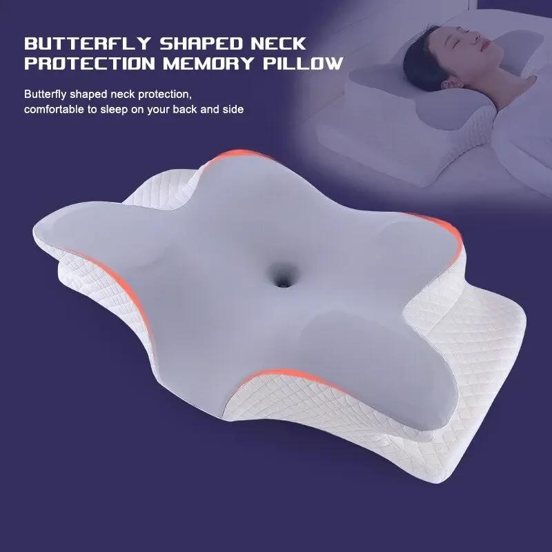 Memory Foam Kuddar Fjärilsformade Avkopplande Livmoderhalsen Långsam Rebound Nackkudde Smärtlindring Sova Ortopedisk kudde Sängkläder