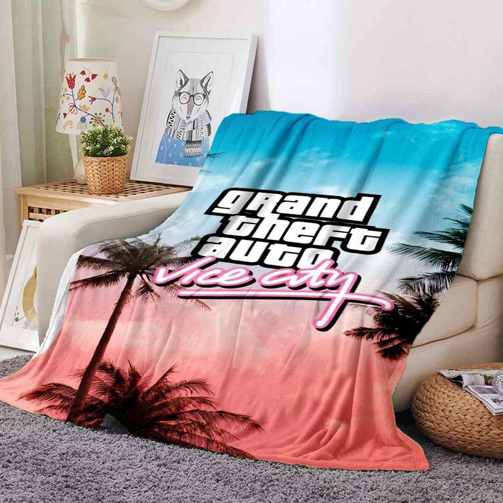 1pc Grand Theft Auto Soft Flannel Blanket with Designer Print A Cozy Blanket for All Seasons, Perfect for the Couch, Bed, Office
