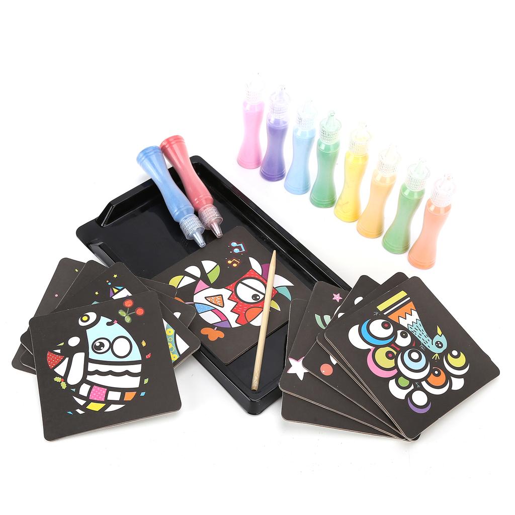 Sand Art Painting Cards Set DIY Colored Sand Art Kit Educational Art Toy for Children