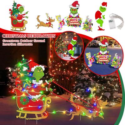 Christmas Decorations, 1PCS Yard Signs With Stakes, Sign For Xmas Garden Decor, G-rinch Stealing Christmas Decor Party Supplies Decorations Outdoor
