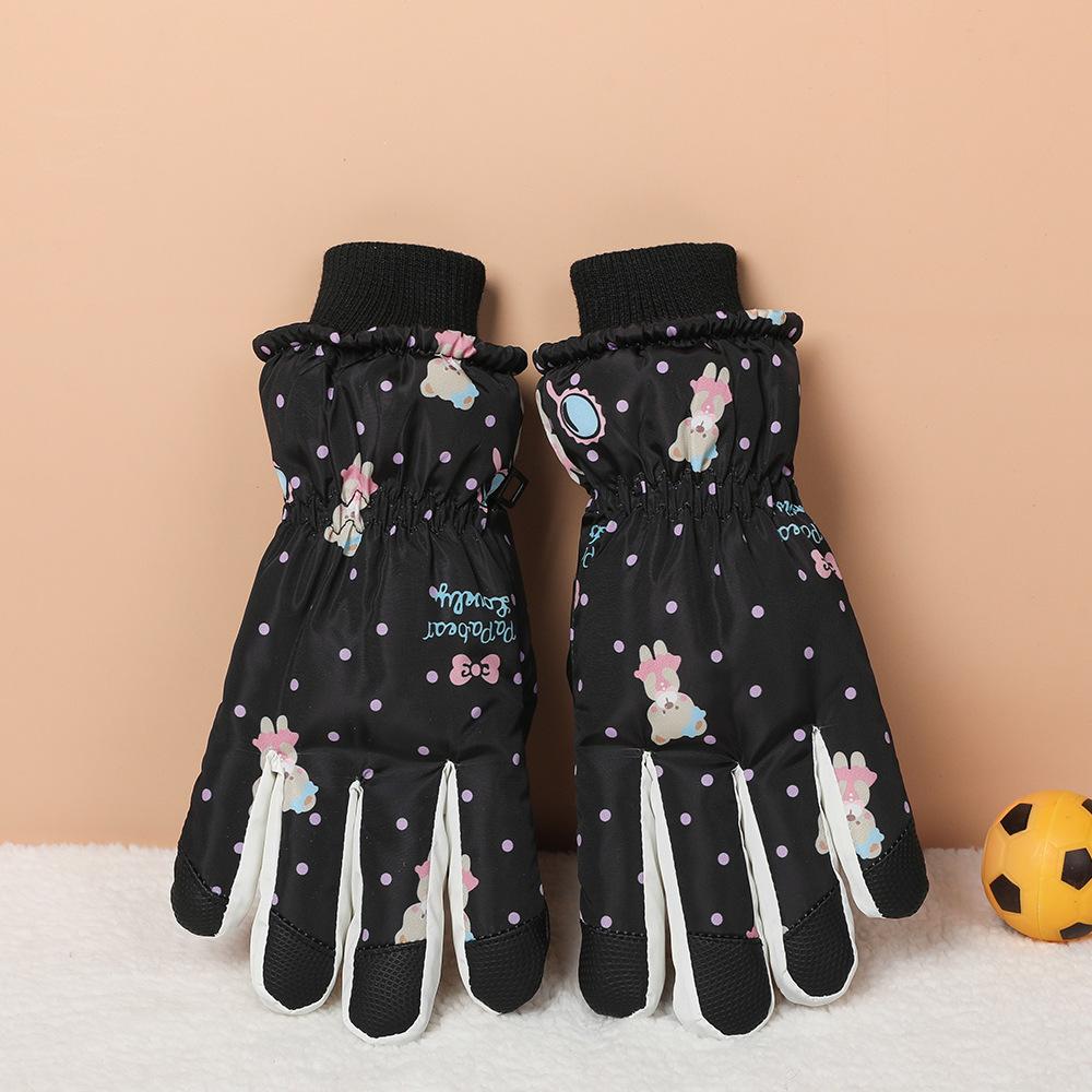 Children's Ski Gloves for Winter Boys Cycling Girls Outdoor Plus Velvet Thickened Water Splashing Windproof Cold Resistant Gloves