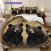 Black Bear Pattern Bedding Quilt Set Quilt Cover Pillowcase Home Decoration Birthday Gift (1 * duvet cover + 2 * pillowcase, without core)