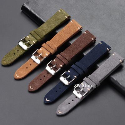 Genuine Suede Leather Watch Strap Quick Release Vintage Watchband 14/16/18mm 20mm 22mm Bracelet for Men Wrist Bands Accessories