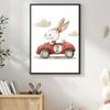 Watercolor Raccoon Rabbit Bear Animal Car Nursery Wall Art Canvas Painting Nordic Posters Prints Wall Pictures Kids Room Decor
