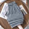 2026 Summer Women's Ice Silk Black and White Plaid Casual High-Waisted Slimming Drapey Trousers