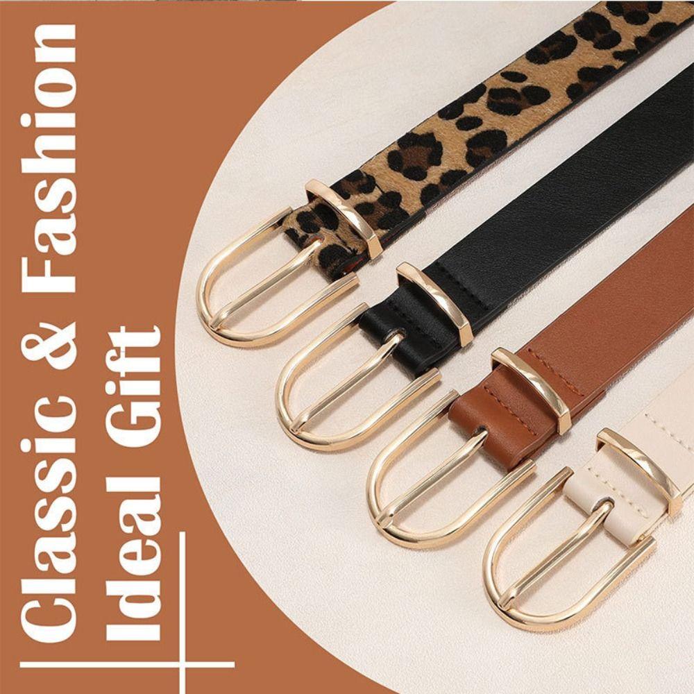 Versatile PU Leather Belt Slim Width Faux Leather Belt Minimalist Decorative Belt  For Women