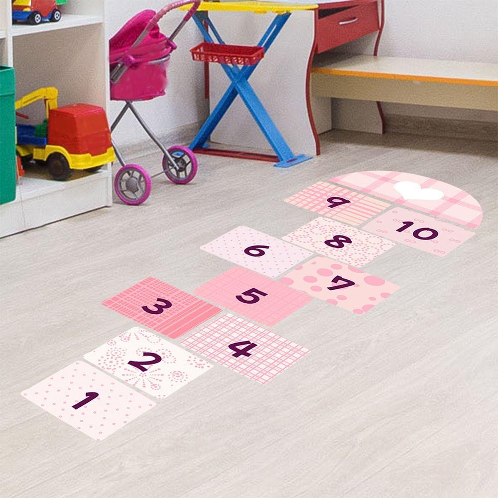 PVC Hopscotch Game Floor Stickers Multicolor Flooring Decals Creative Wall Art  Kid's Room