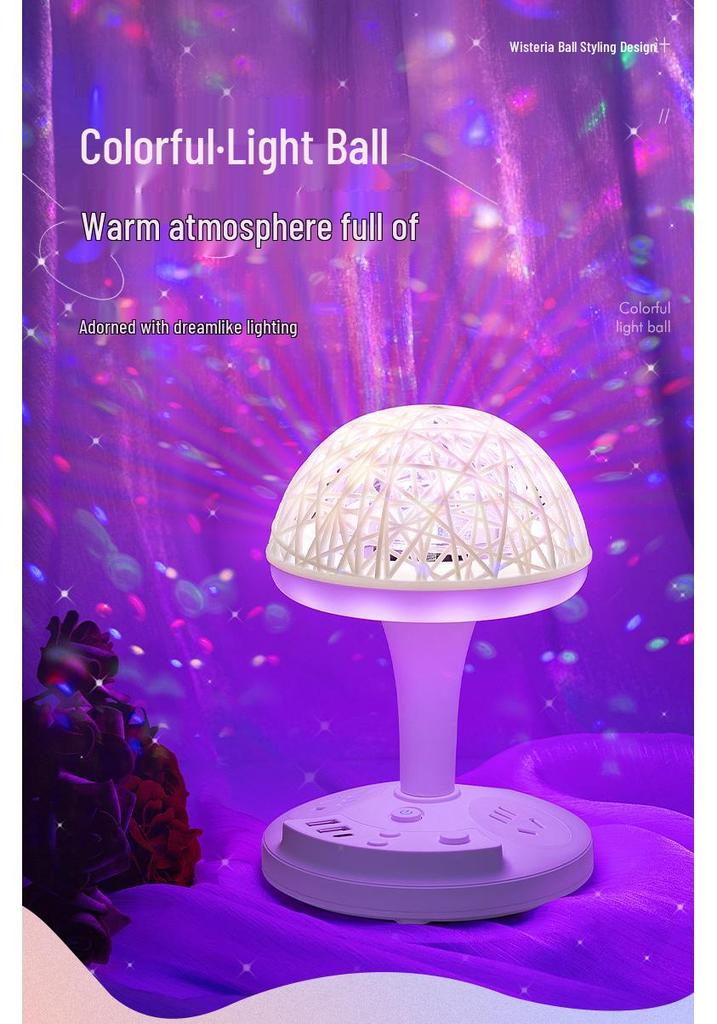 Romantic Seven-Color LED Mood Light with Rotating Indoor Stage Lamp & Cord Extension.