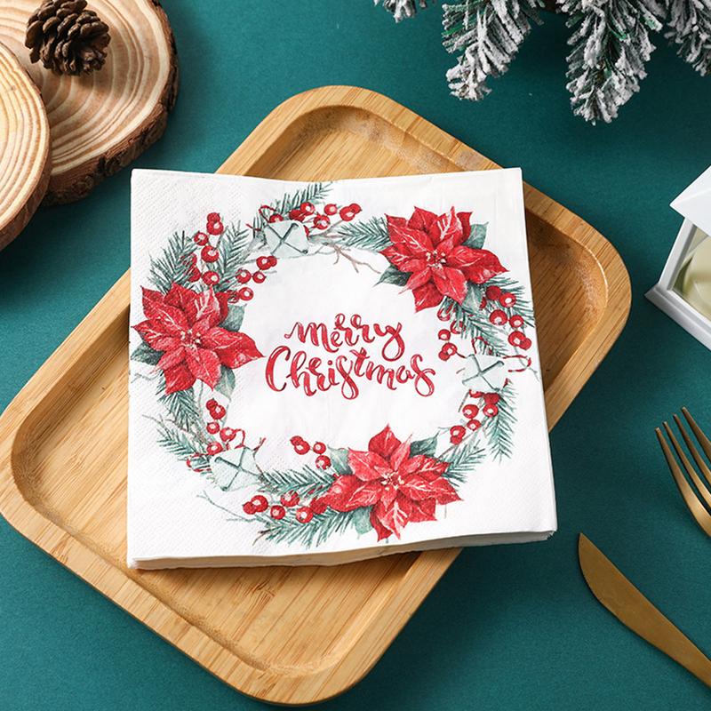 Christmas Printed Napkins Christmas Theme Printing Paper Towel Square Christmas Design Tissue Paper For Christmas Theme Parties