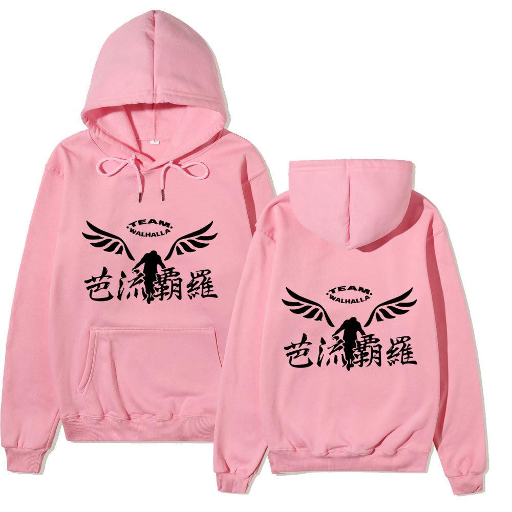 Tokyo Revengers Team Walhalla Unisex Fleece Hoodie Autumn Winter Wing Print Long Sleeve Casual Anime Pullover Sweatshirt
