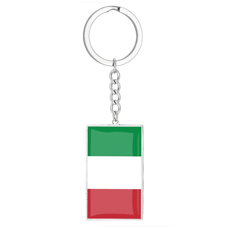 Stainless Steel Epoxy Canada Australia Flag Keychains Rectangle National Flag Pendant Car Key Chain