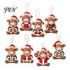 Animal Theme Christmas Tree Ornaments Wooden Highland Cow Ornament, 2D Cute Hanging Shape Decor with String, Farmhouse Holiday Party Decoration