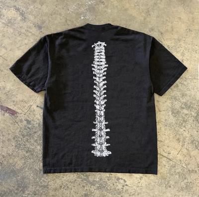 2025 Summer New Vintage Bone Print American Retro Cotton Men's and Women's Loose Casual Short-sleeved T-shirt Harajuku Tops Tees