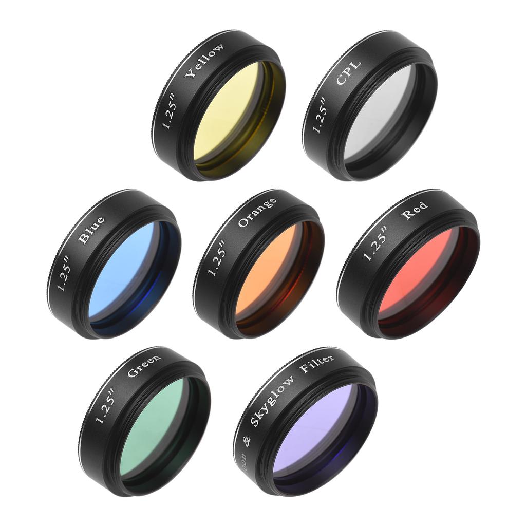 Andoer 1.25 Inches Telescope Eyepiece Filters Set Moon & Skyglow Filter CPL Filter Red Orange