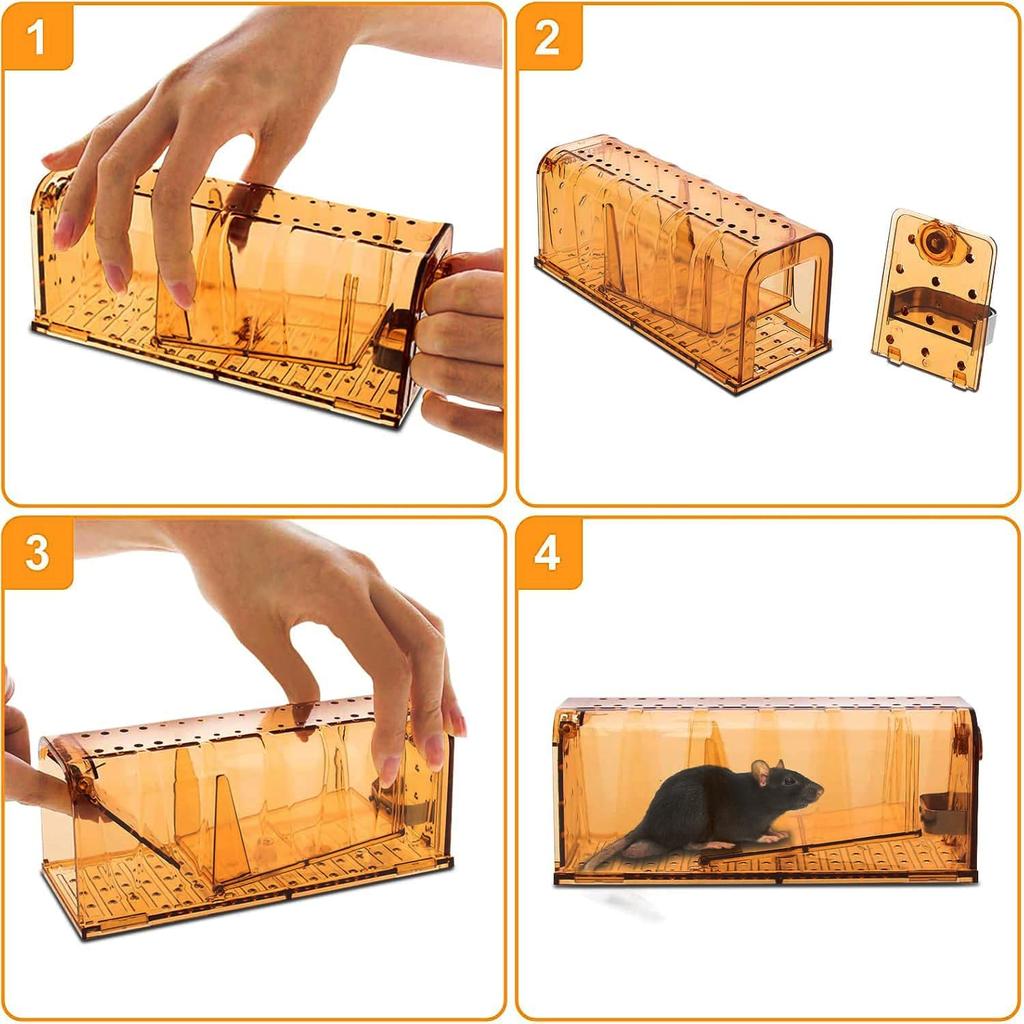 Small Mouse Mouse Expandable Easy To Set Clear Color for Easy Capture Trap, Step-Type Trap, Repellent, Size, Up, Reusable, (Brown, 4-Pack)