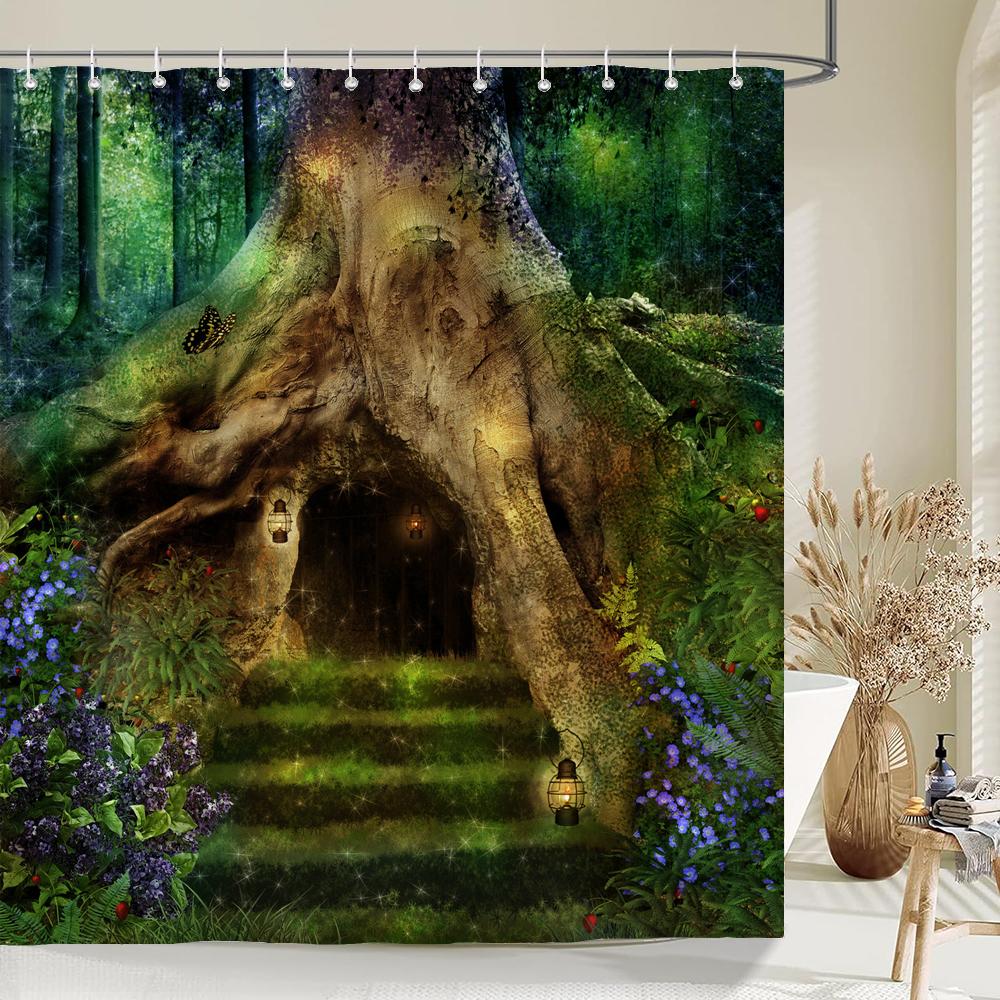 Home Shower Curtains For Bathroom Waterproof Fabric Fairy Tale Forest Cartoon Children Bathroom Curtains Shower Curtain