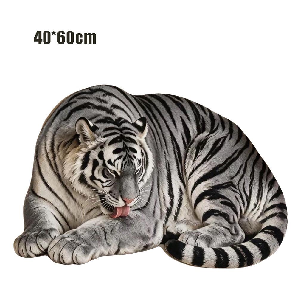 Non Slip Tiger Floor Mat Imitation Cashmere Animal Shape Mat Realistic Entrance Carpet  Home Decor