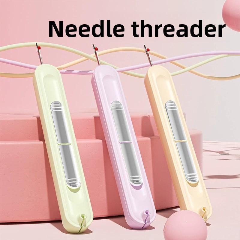 2 in 1 Easy Threader Sewing Needle Threading Tool for Elderly Multifunction Hand Sewing Tool with Built-in Thread Cutter Ripper
