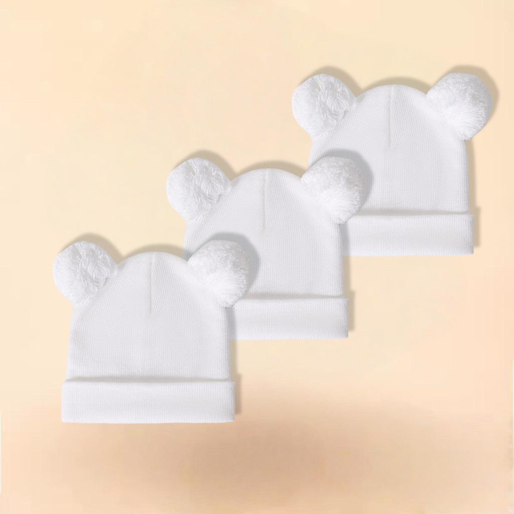 Unisex Baby Woolen Hat Set - Cute Double Pom-Poms, Autumn & Winter Warmth for Kids