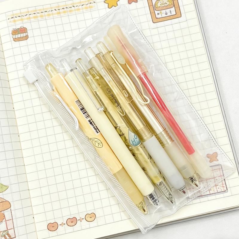 6Pcs Gel Pens Set 0.5mm Fine Point Black Ink Retractable Ballpoint Pens, Cute Aesthetic Pens for Writing School Office Supplies