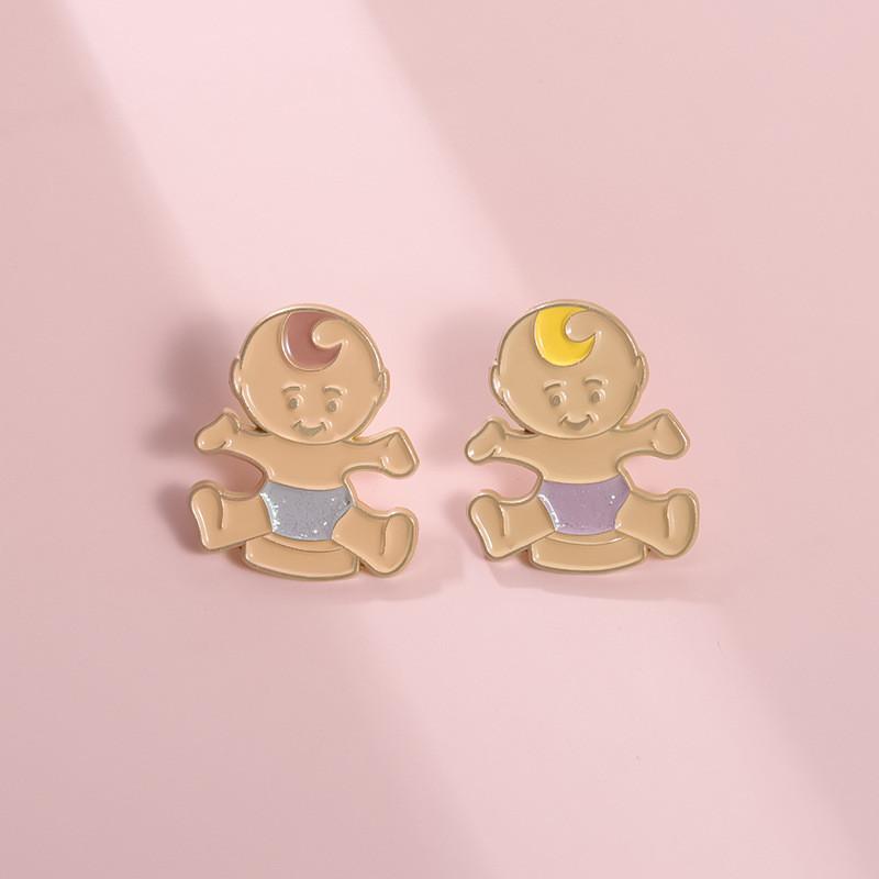 Adorable Cartoon Creative Twin Baby Style Badge Fun Cute Kids Brooch Metal Accessory Gift