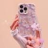 Floral TPU Phone Case IPhone 16 Pro Max With Detachable Flower Rope Strap Blue Purple Green