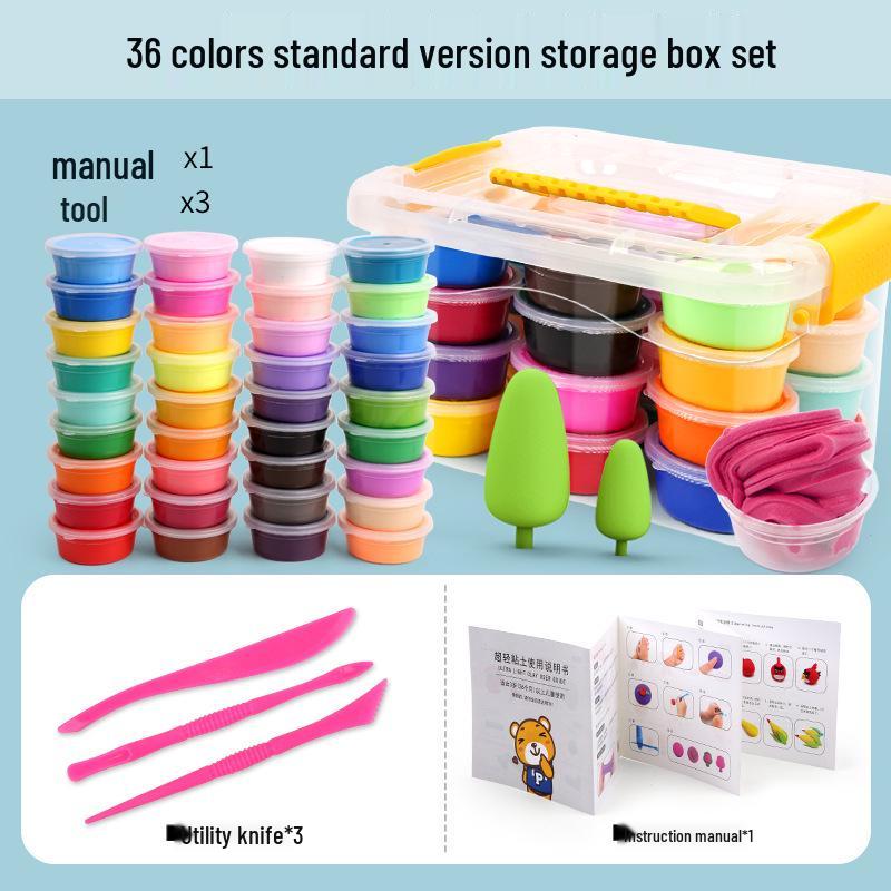 24-Color Non-Toxic Ultra-Light Handmade Clay Set for Kids - DIY Play Dough and Craft Kit