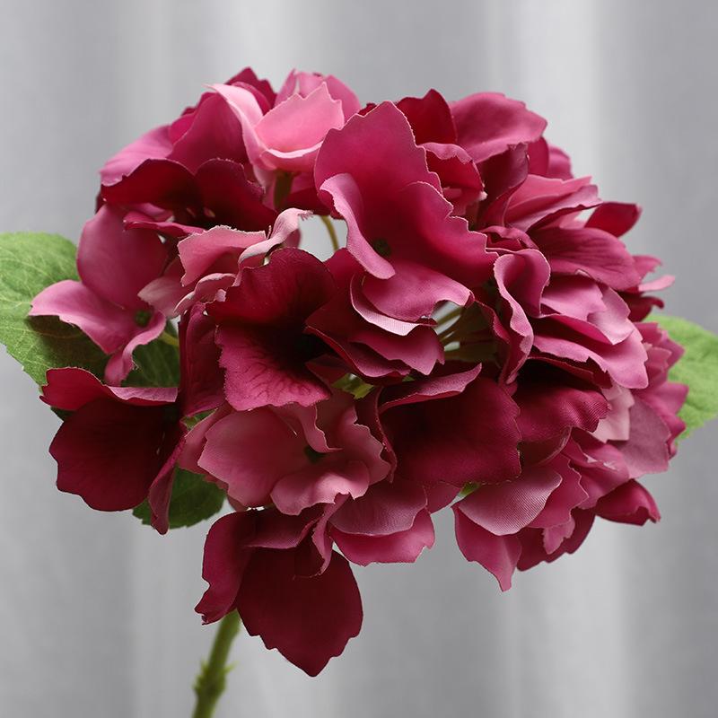 

Імітація квітів гортензії Букет Весілля Прикраса дому Вітальня Прикраса підробленими квітами toothed feel Hydrangea фіолетовий