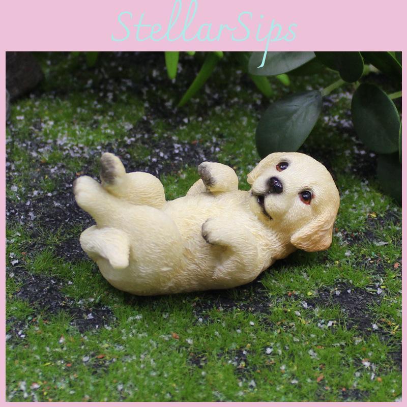 Simulated Golden Cute Retriever Model Resin Handicrafts For Office Desk Decor