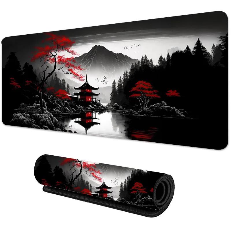 Mürekkep Peyzaj Manzarası Mouse Pad Büyük Oyun Mouse Pedi Dayanıklı Masa Pedi Bilgisayar Faresi İçin Ofis Halısı Kaymaz Kauçuk Mat